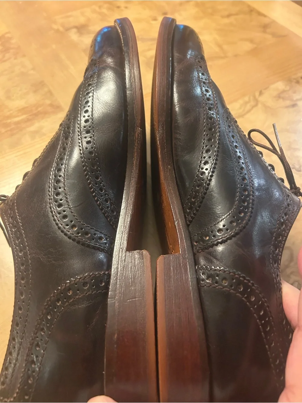 Men's Dark Brown Leather Brogue Derbys - Classic Dress Oxfords, J Shoes EUC